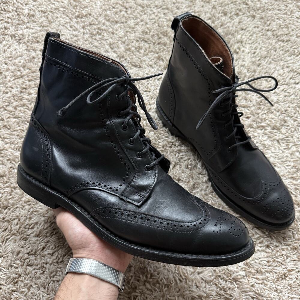 Allen Edmonds Dalton Black Leather Ankle Wingtip Men's Dress Boots Size 11.5 D